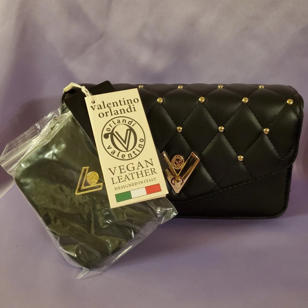 Valentino Orlandi Black Quilted Crossbody Bag